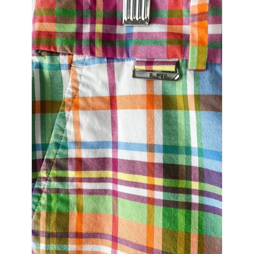 Lauren Ralph Lauren Active Women Shorts 12 Madras Plaid Y2K Golf Preppy Colorful - Picture 3 of 7